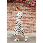 Cutaway-back Polka-dot Dress