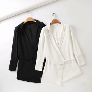 Sashed Wrap Mini Blazer Dress