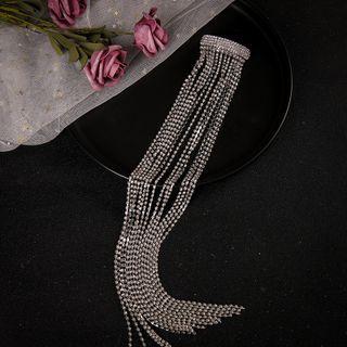 Rhinestone Fringed Hair Clip White - One Size