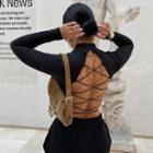 Long-sleeve Open Back Strappy T-shirt