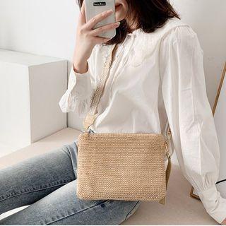 Woven Crossbody Pouch Khaki - One Size