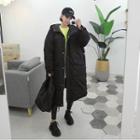 Hooded Belted Padding Coat Black - One Size