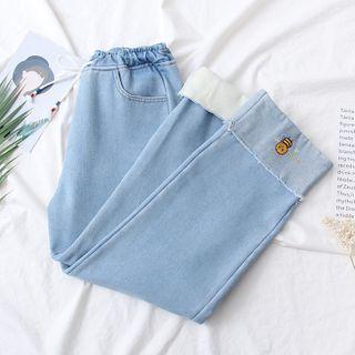 Bee Embroidered Straight Leg Jeans