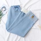 Bee Embroidered Straight Leg Jeans
