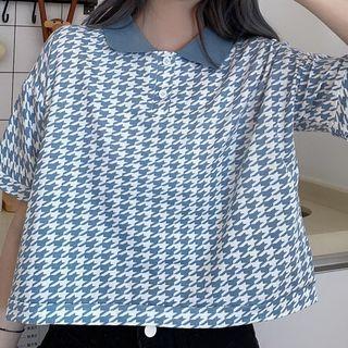 Houndstooth Short-sleeve Polo Shirt
