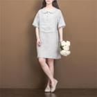 Short-sleeve Collated A-line Dress