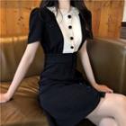 Lace Collar Short-sleeve Dress
