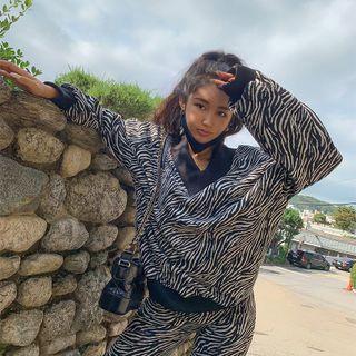 V-neck Zebra-print Sweatshirt