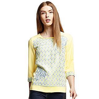 3/4-sleeve Panel Top