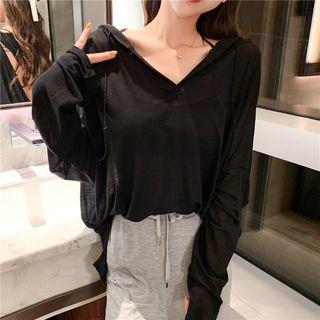 Long-sleeve Cutout Hooded Top