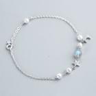 925 Sterling Silver Faux Pearl Cat Eye Stone Bracelet S925 - As Shown In Figure - One Size