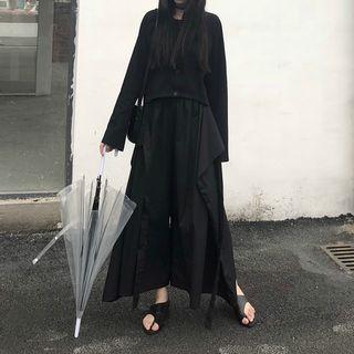 Long-sleeve Buttoned T-shirt / Gaucho Pants