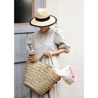Puff-sleeve Linen Dress
