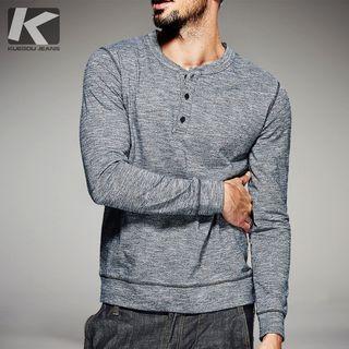 Melange Long-sleeve Henley