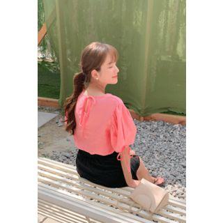 Strappy Detail Linen Blouse Pink - One Size