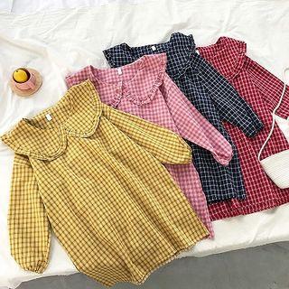 Plaid Peter-pan Collar Long-sleeve Dress
