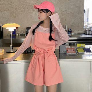 Long-sleeve Sheer T-shirt / Wide-leg Playsuit