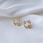 Rhinestone Circle Stud Earring 1 Pair - A194 - Gold - One Size