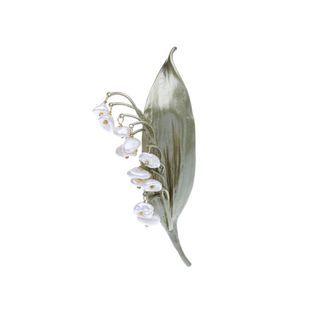 Fashion And Elegant Enamel Flower Imitation Pearl Brooch Silver - One Size