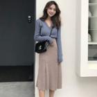 Long-sleeve Knit Top / A-line Midi Skirt
