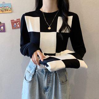 Checkered Knit Top