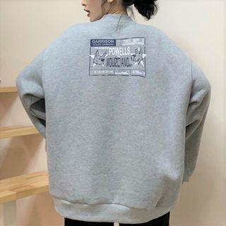 Loose Fit Long-sleeve Button-up Sweatshirt