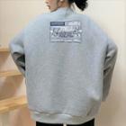 Loose Fit Long-sleeve Button-up Sweatshirt