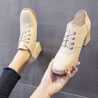 Block Heel Lace-up Loafers