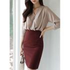 V-neck Pleated Wrap Blouse