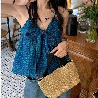 Print Bow Flowy Camisole Top Blue - One Size