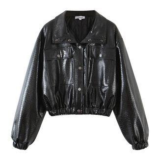 Croc Grain Faux Leather Jacket