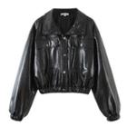 Croc Grain Faux Leather Jacket