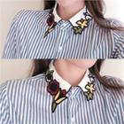 Flower Embroidery Striped Shirt