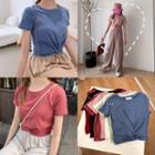 Knotted Short Short-sleeved T-shirt