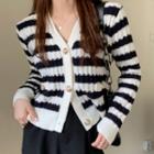 Striped Cardigan Cardigan - Stripes - Black & White - One Size