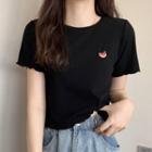 Short-sleeve Watermelon Embroidered Cropped T-shirt