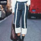 Furry Trim Cropped Straight-fit Pants