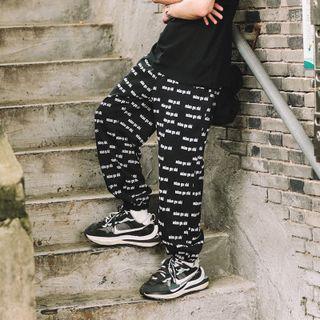 Lettering Wide-leg Jogger Pants