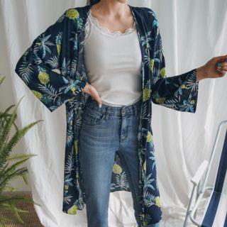 Palm Tree Print Robe Cardigan