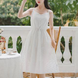 Spaghetti Strap Midi A-line Dress / Chiffon Jacket