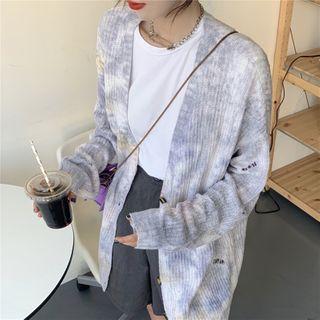 Distressed Loose-fit Cardigan As Figure - One Size