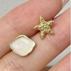 Asymmetric Star Shell Alloy Earrings