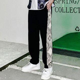 Print Panel Straight-fit Pants