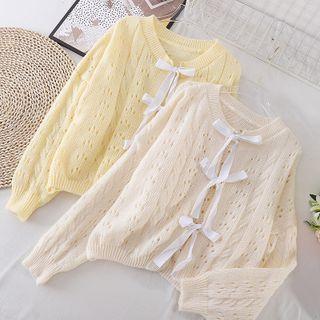 Bow Lace-up Strap Knit Jacket