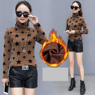 Star Print High Neck Long-sleeve T-shirt
