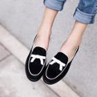 Contrast Trim Bow Loafers