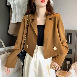 Plain Single Button Cropped Blazer