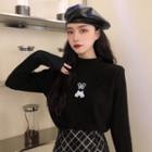 Embroidered Fleece Long-sleeve T-shirt
