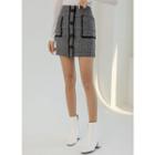 Inset Shorts Button-front Plaid Miniskirt
