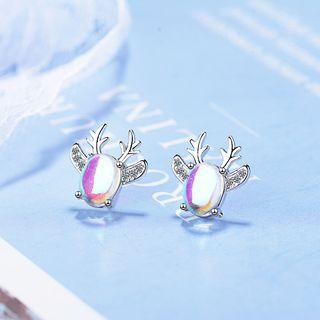 Moonstone Deer Earring Silver - One Size